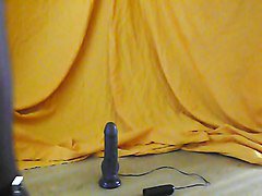 black dildo play with big load of cum