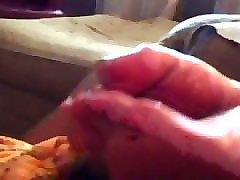 girlfriend sideways footjob + cumshot