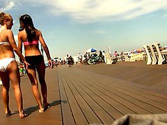 teens strolling on the boardwalk (white or black?) (graz 33)