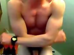 college muscle jock cam flex and cum video
