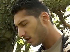 watching another hunk jerking off outdoors