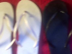 big cumshot for debbie & ashley's flip flops